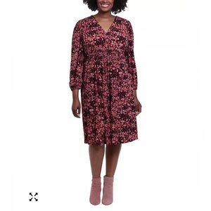 London Times Floral‎ Smocked Waist Dress Size 3X NWT